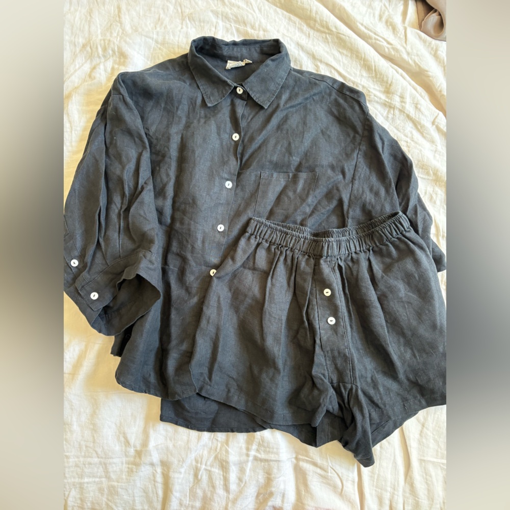 Deiji studios linen set s/m black